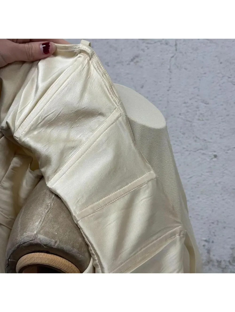 Vintage Marciano Studded Silk Chiffon Babydoll Mini Dress Cream - Picture 7 of 8